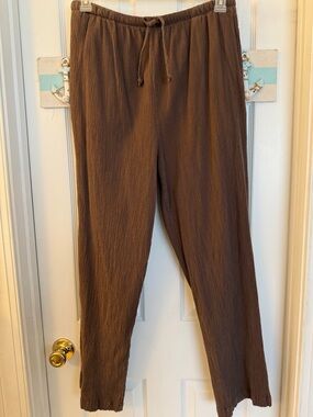 Brown Denim & Co. Classic Waist Drawstring Gauze Pants Sz XL